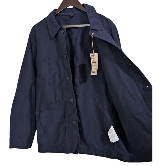 MUJI Kapok Blend Moleskin Coverall Chore Jacket - Dark Navy - Size M NWT - Picture 4 of 7